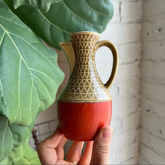 VINTAGE Ceramic & Wood Vessel - Picture 1 of 5